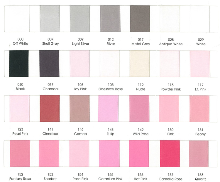 satin ribbon color chart